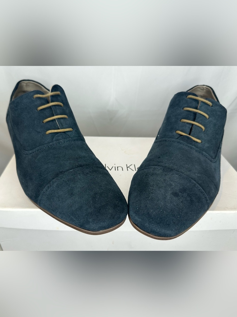 Calvin Klein Dark Navy Suede Lace-Up Dress Shoes